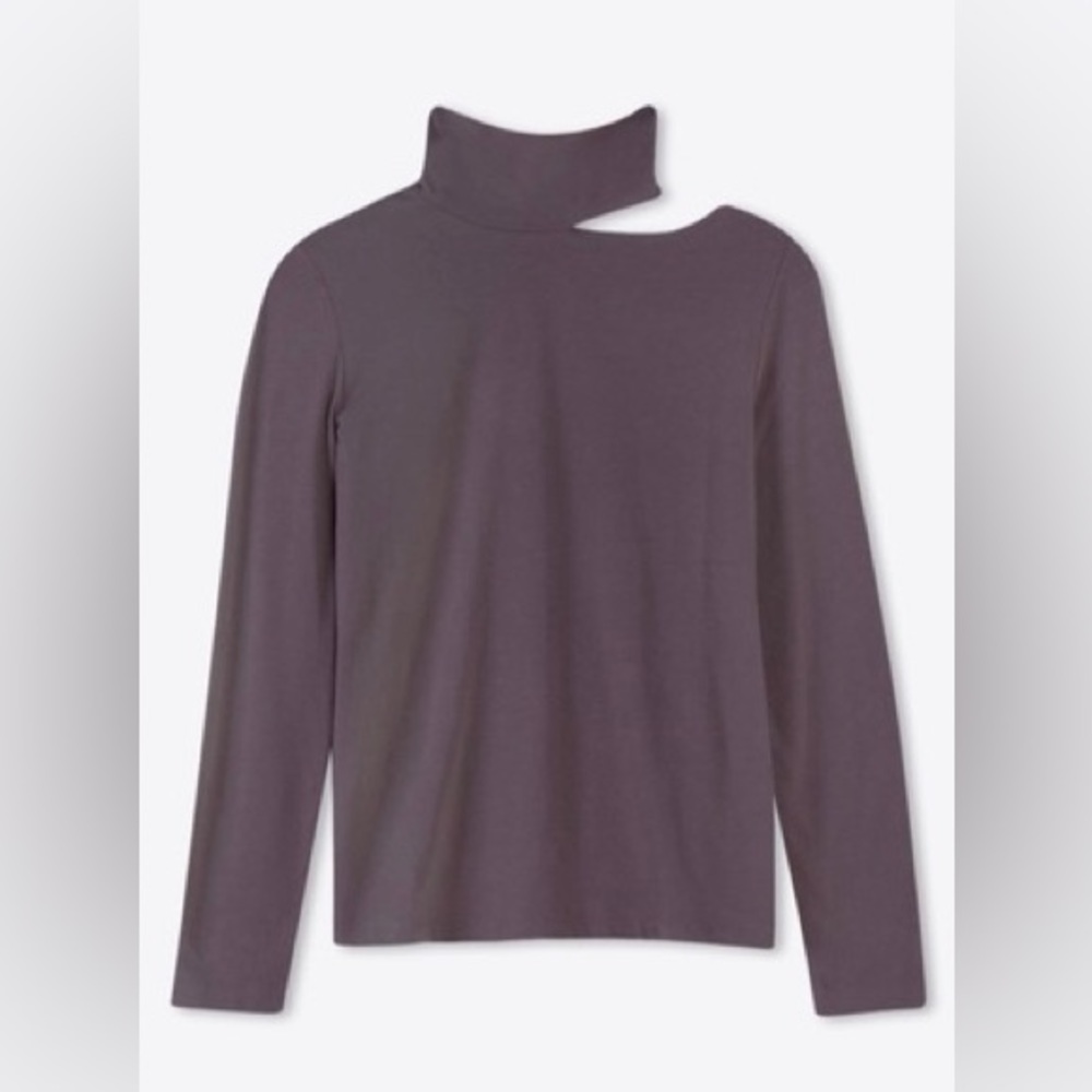 OAK + FORT US XS Purple Cut-Out, Mock Neck Long Sleeve